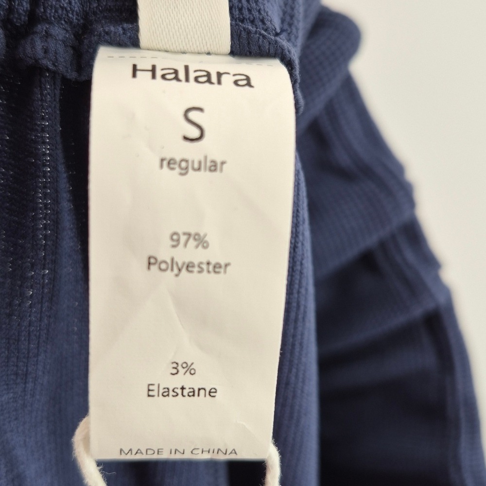 Halara Navy Blue Wide Leg‎ Pleated Athleisure Dress Pants Women's Size S Career - Picture 11 of 15